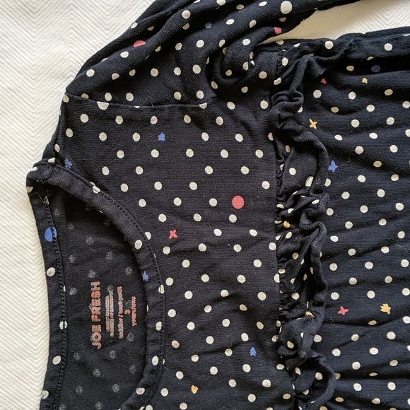 joe fresh soft polkadot long sleeve ruffle top 2T toddler girls - Picture 2 of 5
